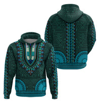 African Dashiki Hoodie With Tapa Pattern - Teal - Wonder Print Shop
