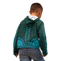 African Dashiki Kid Hoodie With Tapa Pattern - Teal - Wonder Print Shop