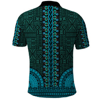 African Dashiki Polo Shirt With Tapa Pattern - Teal - Wonder Print Shop