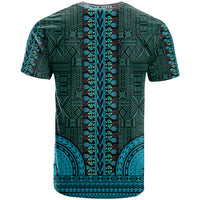 African Dashiki T Shirt With Tapa Pattern - Teal - Wonder Print Shop