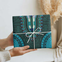 Teal Dashiki and Tapa Pattern Wrapping Paper Africa and Polynesia Together Culture - Wonder Print Shop