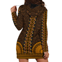 African Dashiki Hoodie Dress With Tapa Pattern - Gold - Wonder Print Shop
