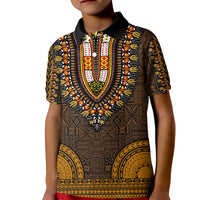 African Dashiki Kid Polo Shirt With Tapa Pattern - Gold - Wonder Print Shop
