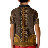 African Dashiki Kid Polo Shirt With Tapa Pattern - Gold - Wonder Print Shop