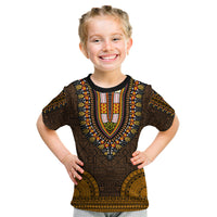 African Dashiki Kid T Shirt With Tapa Pattern - Gold - Wonder Print Shop