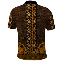 African Dashiki Polo Shirt With Tapa Pattern - Gold - Wonder Print Shop
