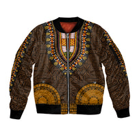 African Dashiki Sleeve Zip Bomber Jacket With Tapa Pattern - Gold - Wonder Print Shop
