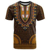 African Dashiki T Shirt With Tapa Pattern - Gold - Wonder Print Shop