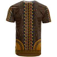 African Dashiki T Shirt With Tapa Pattern - Gold - Wonder Print Shop