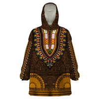 African Dashiki Wearable Blanket Hoodie With Tapa Pattern - Gold - Wonder Print Shop