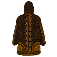 African Dashiki Wearable Blanket Hoodie With Tapa Pattern - Gold - Wonder Print Shop