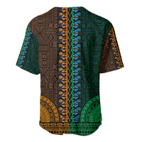 African Dashiki Baseball Jersey With Tapa Pattern - Half Green and Gold LT9 - Wonder Print Shop