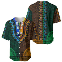 African Dashiki Baseball Jersey With Tapa Pattern - Half Green and Gold LT9 - Wonder Print Shop
