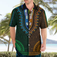 African Dashiki Hawaiian Shirt With Tapa Pattern - Half Green and Gold - Wonder Print Shop
