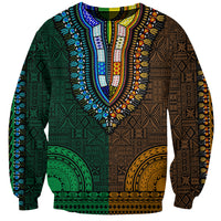 African Dashiki Sweatshirt With Tapa Pattern - Half Green and Gold - Wonder Print Shop