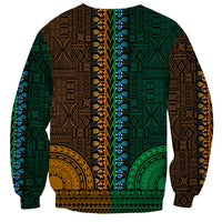 African Dashiki Sweatshirt With Tapa Pattern - Half Green and Gold - Wonder Print Shop