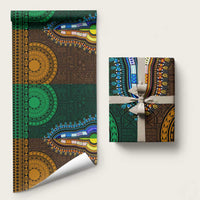 Green-gold Dashiki and Tapa Pattern Wrapping Paper Africa and Polynesia Together Culture - Wonder Print Shop