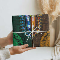 Green-gold Dashiki and Tapa Pattern Wrapping Paper Africa and Polynesia Together Culture - Wonder Print Shop