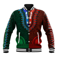 African Dashiki Baseball Jacket With Tapa Pattern - Half Green and Red LT9 - Wonder Print Shop