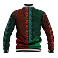 African Dashiki Baseball Jacket With Tapa Pattern - Half Green and Red LT9 - Wonder Print Shop