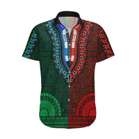 African Dashiki Hawaiian Shirt With Tapa Pattern - Half Green and Red - Wonder Print Shop