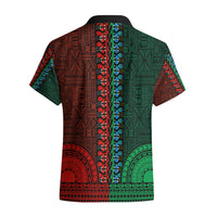 African Dashiki Hawaiian Shirt With Tapa Pattern - Half Green and Red - Wonder Print Shop