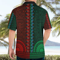 African Dashiki Hawaiian Shirt With Tapa Pattern - Half Green and Red - Wonder Print Shop