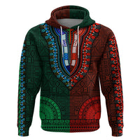 African Dashiki Hoodie With Tapa Pattern - Half Green and Red - Wonder Print Shop