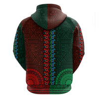 African Dashiki Hoodie With Tapa Pattern - Half Green and Red - Wonder Print Shop