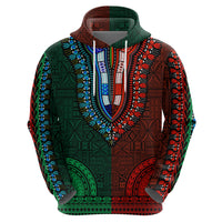 African Dashiki Hoodie With Tapa Pattern - Half Green and Red - Wonder Print Shop