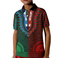 African Dashiki Kid Polo Shirt With Tapa Pattern - Half Green and Red - Wonder Print Shop