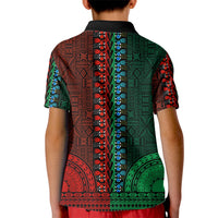 African Dashiki Kid Polo Shirt With Tapa Pattern - Half Green and Red - Wonder Print Shop