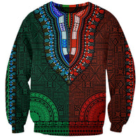 African Dashiki Sweatshirt With Tapa Pattern - Half Green and Red - Wonder Print Shop