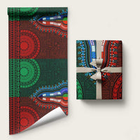 Green-red Dashiki and Tapa Pattern Wrapping Paper Africa and Polynesia Together Culture - Wonder Print Shop