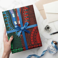 Green-red Dashiki and Tapa Pattern Wrapping Paper Africa and Polynesia Together Culture - Wonder Print Shop