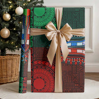 Green-red Dashiki and Tapa Pattern Wrapping Paper Africa and Polynesia Together Culture - Wonder Print Shop
