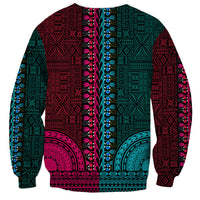 African Dashiki Sweatshirt With Tapa Pattern - Half Teal and Pink - Wonder Print Shop