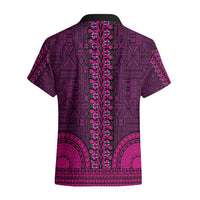 African Dashiki Hawaiian Shirt With Tapa Pattern - Pink - Wonder Print Shop
