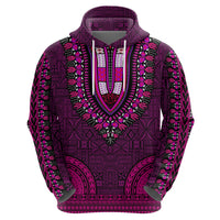 African Dashiki Hoodie With Tapa Pattern - Pink - Wonder Print Shop