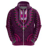 African Dashiki Hoodie With Tapa Pattern - Pink - Wonder Print Shop