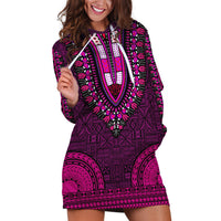 African Dashiki Hoodie Dress With Tapa Pattern - Pink - Wonder Print Shop