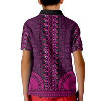 African Dashiki Kid Polo Shirt With Tapa Pattern - Pink - Wonder Print Shop