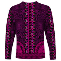 African Dashiki Long Sleeve Shirt With Tapa Pattern - Pink - Wonder Print Shop