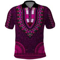 African Dashiki Polo Shirt With Tapa Pattern - Pink - Wonder Print Shop