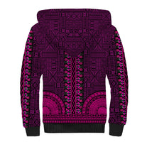 African Dashiki Sherpa Hoodie With Tapa Pattern - Pink - Wonder Print Shop
