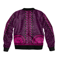 African Dashiki Sleeve Zip Bomber Jacket With Tapa Pattern - Pink - Wonder Print Shop