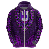 African Dashiki Hoodie With Tapa Pattern - Purple - Wonder Print Shop