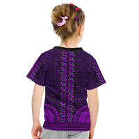 African Dashiki Kid T Shirt With Tapa Pattern - Purple - Wonder Print Shop