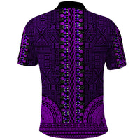 African Dashiki Polo Shirt With Tapa Pattern - Purple - Wonder Print Shop