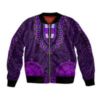 African Dashiki Sleeve Zip Bomber Jacket With Tapa Pattern - Purple - Wonder Print Shop